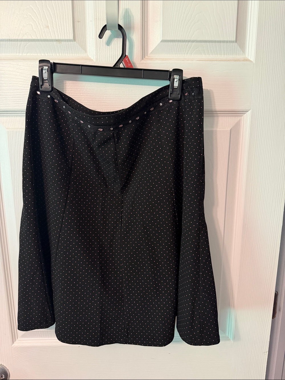 Cato Black A-Line Skirt with White Micro Dots